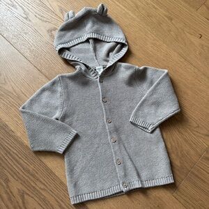 H&M Toddler Knit Hooded Cardigan - Taupe - Size 3-4T - EUC